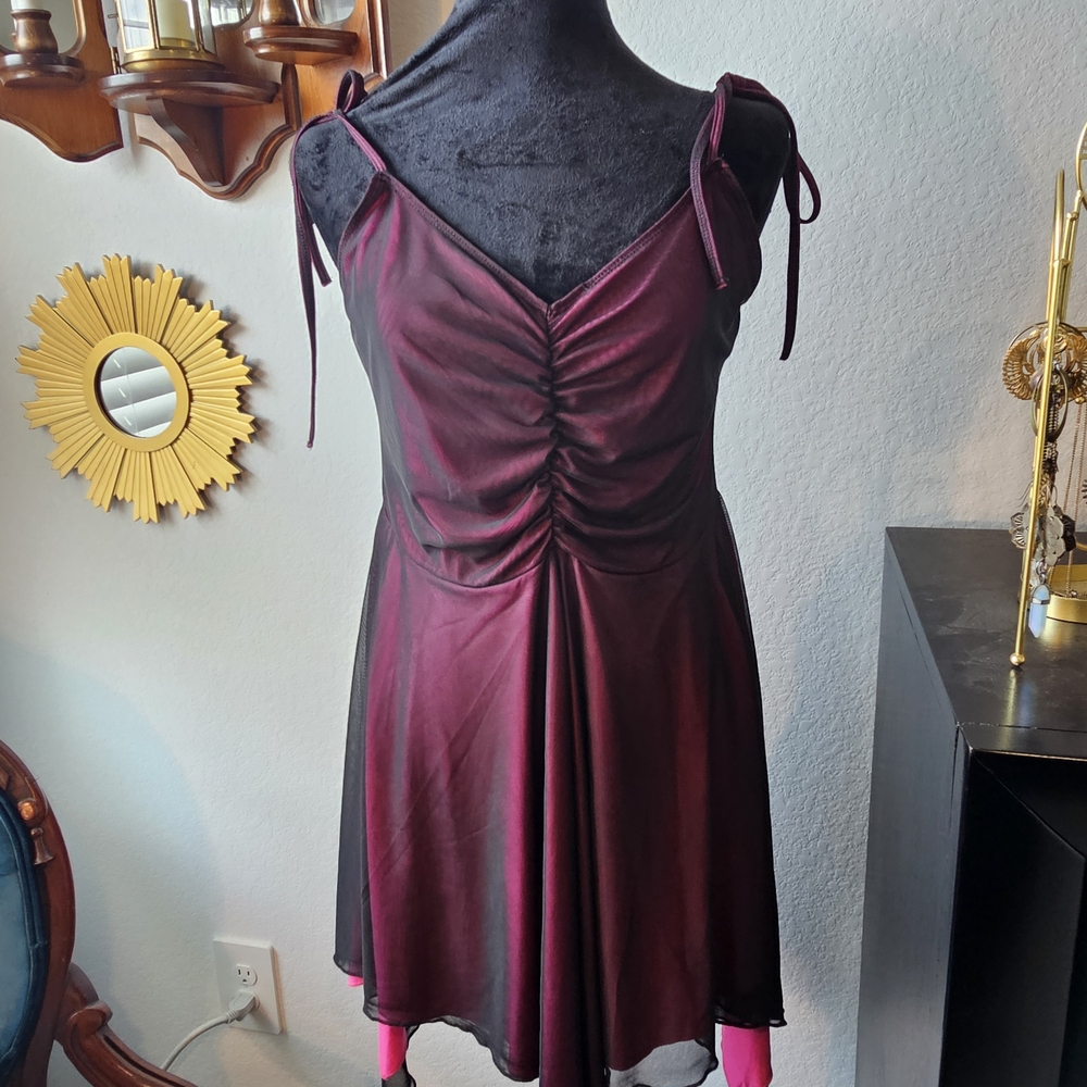 Current Mood Burgundy Mini Dress with Tie Straps